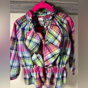 Ralph Lauren Colorful Plaid Ruffle Shirt